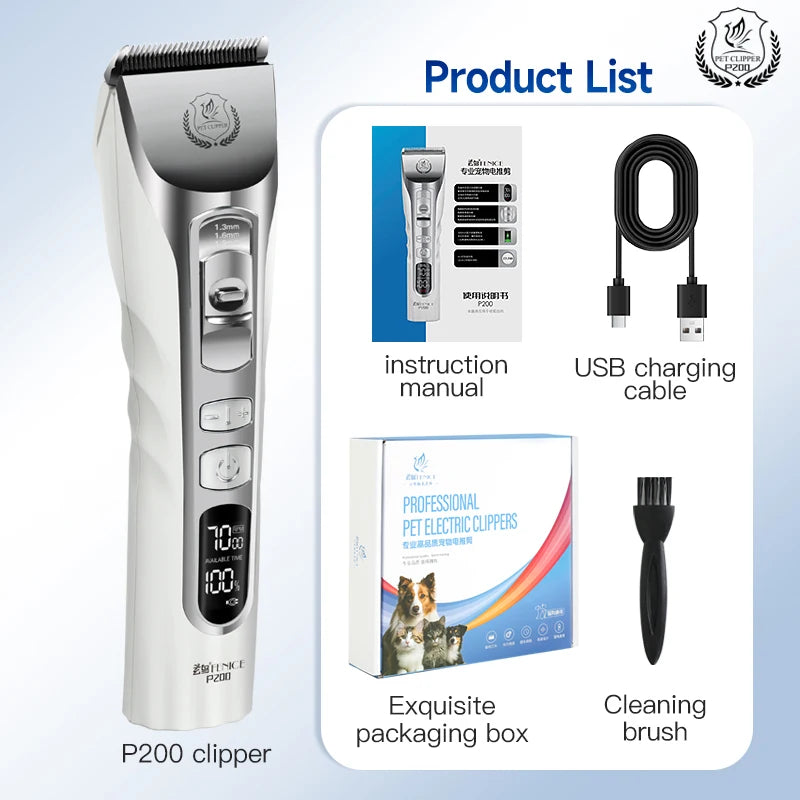 Dog Grooming Clippers Rechargeable Haircut Shaver for Trimming Salon