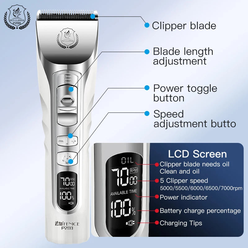 Dog Grooming Clippers Rechargeable Haircut Shaver for Trimming Salon